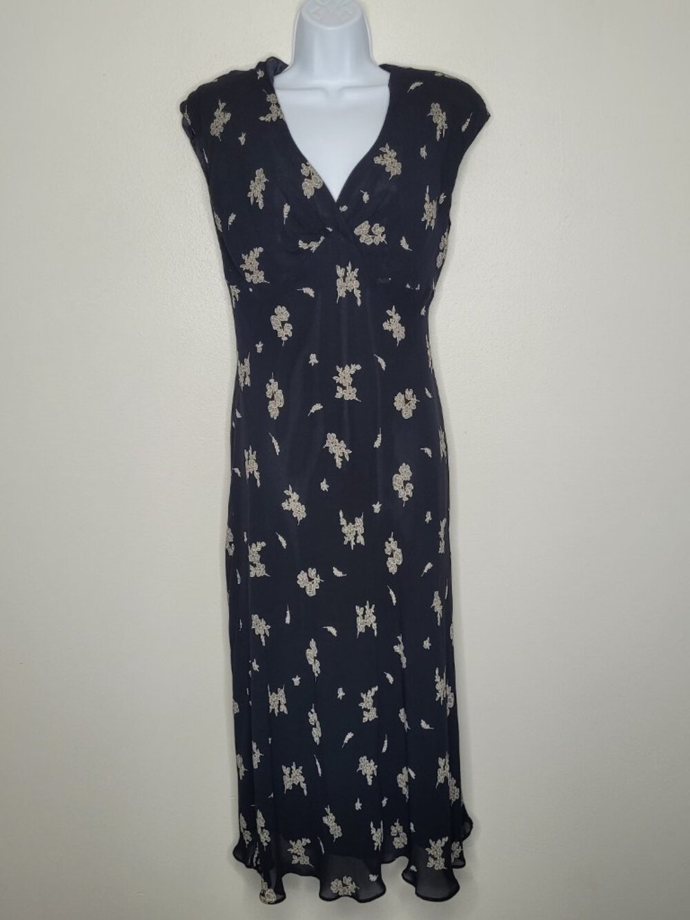 Jones Wear black tan printed moody witchy midi cap sleeve dress size 12